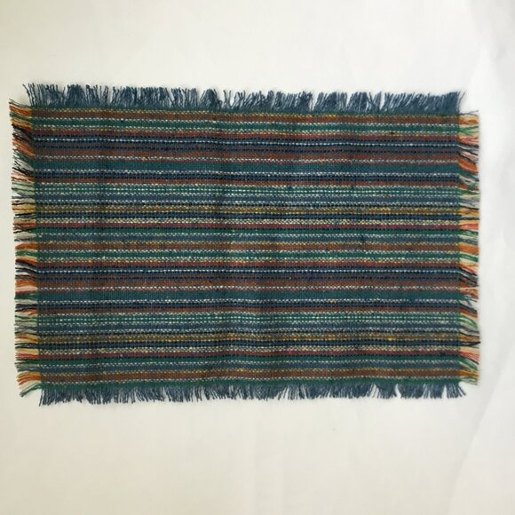 Multicolor Woven Rectangular Placemats Table Mats with Fringe Set of 4 - Picture 4 of 6